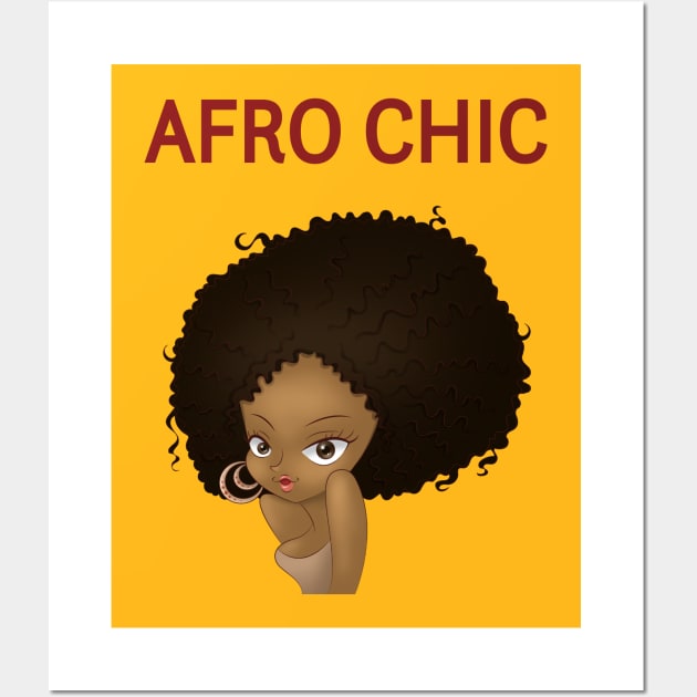 Afro Chic - natural big black curly Wall Art by papillon